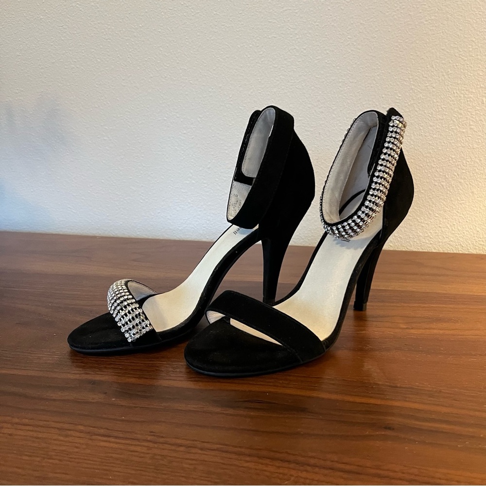 Jeffrey Campbell Black Crystal Embellished Heels Size 8 Lindsay